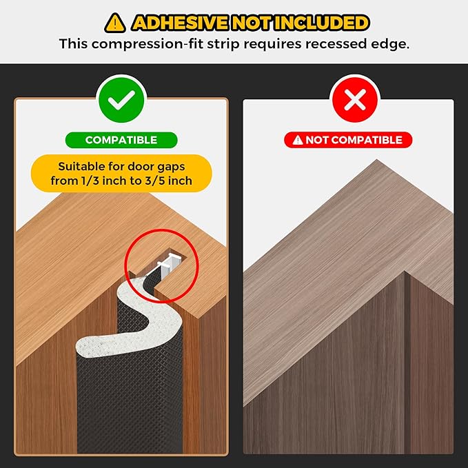 Weather Stripping Door Seal Strip - Soundproof Q-Shaped Foam for Exterior Door Frame, Large Gap Seal, Noise Cancelling, Easy to Install (Black, 30FT)