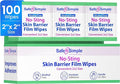 Safe n' Simple No Sting Skin Prep Wipes - 100 Individual Ostomy Barrier Film 2.4" x 2.4" - Skin Barrier Film Wipes for Ostomy - Protective Sting Free Skin Barrier