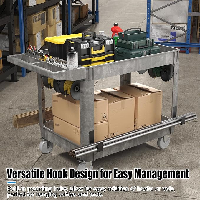 Heavy-Duty Utility Cart Tool Cart, Extra Large Rolling Carts with Storage Handle, Work Cart Service Carts for Garage Warehouse, Workshop, Office, School