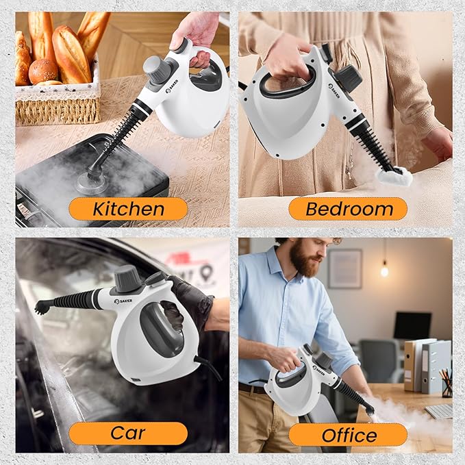 Saker Handheld Steam Cleaner New,Portable Steam Cleaner for Home,1050W Steam Cleaner,9 Fiber Cloths for Quick Heating & Deep Cleaning of Floors, Cars, and Kitchen