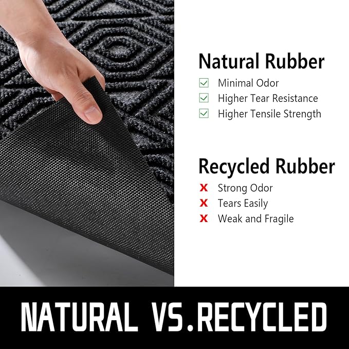 Yimobra Door Mat, Outdoor Indoor Entrance Welcome Mat, Heavy Entry Front Door Mat, Stain & Fade Resistant, Low Profile, Sturdy Rubber, Easy Clean Patio Floor Mat, Waterproof, 47 x 32, Black
