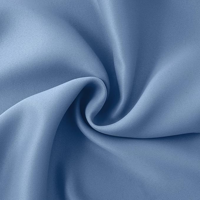 BGment Denim Blue Blackout Curtains for Kitchen Bathroom Window 34 x 40 Inch Long - Half Window Drapes with Rod Pocket Thermal Insulated Privacy for RV Cafe Bedroom, 2 Panels