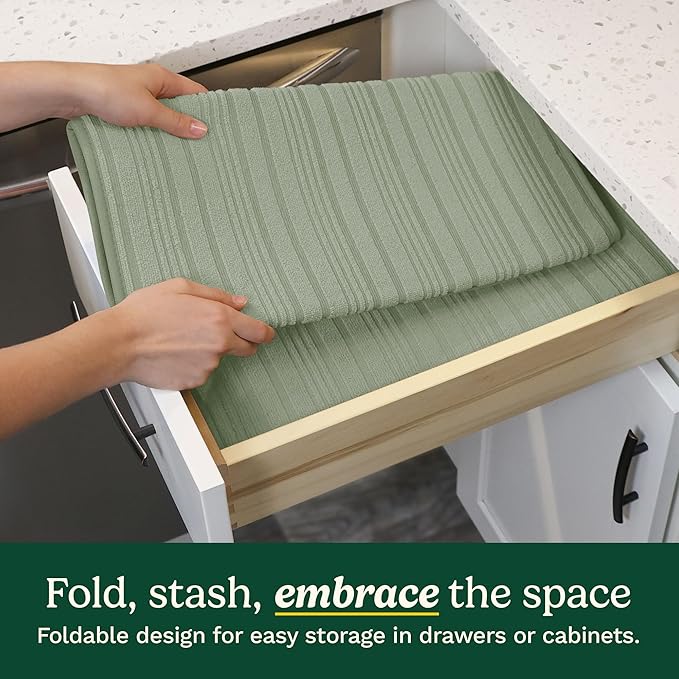 Cuisinart Dish Drying Mats for Kitchen Counter - (2) 18" x 24" Ultra Absorbent Dish Drying Mat XL - Foldable, Machine Washable, Fast Drying Dish Mat (Horizontal Stripes)