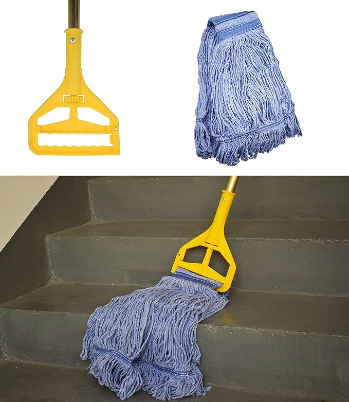 Mop Head Replacement Commercial Heavy Duty String Blue Wet Mop Heads for 3 Typs Commercial Mop Handle(1,Medium)