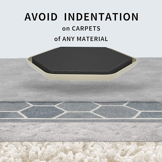 Furniture Sliders - 20 pcs-3 1/2” Hexagon Beige Furniture Sliders for Carpet, Heavy Duty Furniture Movers Sliders, Reusable Furniture Moving Pads, Floor Protectors for Carpet