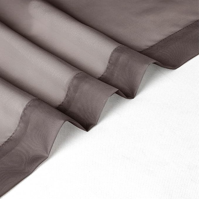 Chyhomenyc Sheer Curtains 63 Inch Length 2 Panels, Light Filtering Rod Pocket Window Sheer Curtain Drapes for Bedroom Living Room, 42Wx63L, 2 Panels, Chocolate Brown