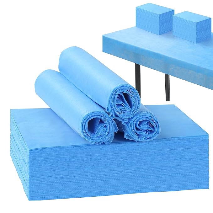 50 Pcs Disposable Bed Sheets 31" x 71" Massage Table Sheets Non Woven Fabric SPA Bed Cover Breathable for Massage Beauty Tattoos (50 Pcs Blue)