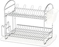 Simple Houseware 2-Tier Stainless Steel Dish Rack with Drainboard, Chrome for Kitchen