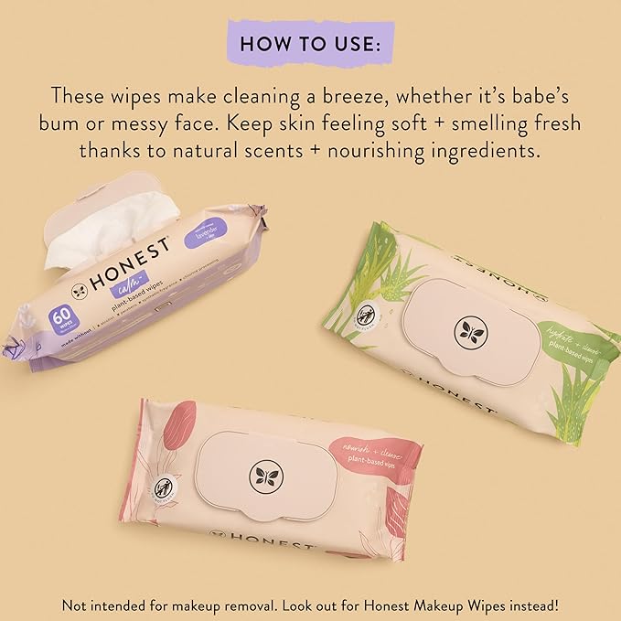 The Honest Company Nourish and Cleanse Naturally Scented Wipes Cleansing Multi-Tasking Wipes 99% Water Plant Based Hypoallergenic Sweet Almond 240 Count