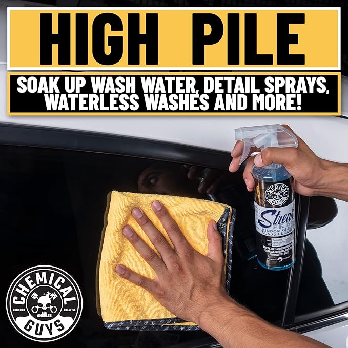 Chemical Guys MIC_506_24 Professional Grade Premium Microfiber Towels, Gold (16 Inch x 16 Inch) (Pack of 24) - Safe for Car Wash, Home Cleaning & Pet Drying Cloths