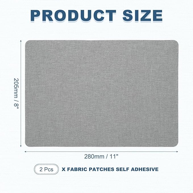 PATIKIL 8x11 Inch Linen Repair Patches, 2Pcs Self-Adhesive Fabric Patch for Sofas Tote Bags Furniture Car Seats Clothes Tents, Light Blue