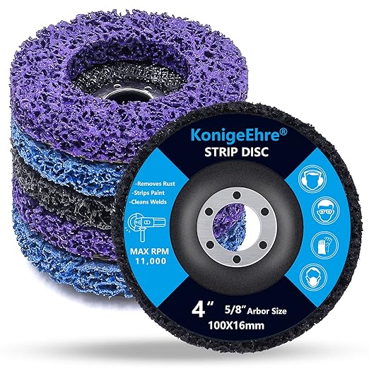 6 Pack 4" x 5/8" Strip Discs Stripping Wheel Fit Angle Grinder Clean and Remove Paint Coating Rust Welds Oxidation