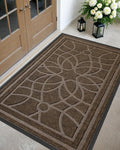 DEXI Front Door Mat Outside Entrance, Heavy Duty Non Slip Low Profile Doormat for Entryway, Trap Dirt and Moisture Welcome Mats, Easy Clean, Patio, Garage, 6x4, Brown