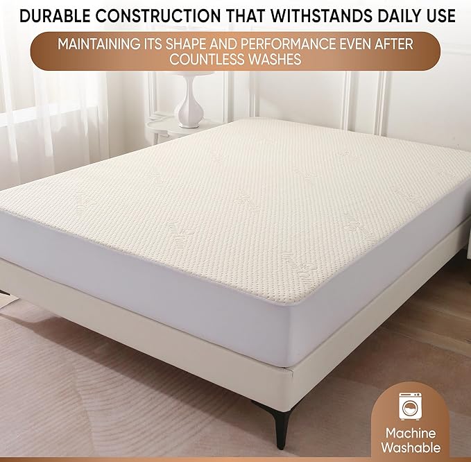 Luxury Waterproof Organic Mattress Protector Twin XL - Organic Cotton Breathable Mattress Pad Cover - New 380 GSM Comfort - Deep Pocket - Jersey Cotton Skirt - Fitted Comfort