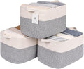 Medium and Large Woven Basket//With Handle, Used for Toys and Fabric Storage Basket used for Storing xl Storage Box, Decorative Storage Box Room 2pack (14L*10W*8.6H Silver Gray, 14Lx10Wx8.6H)