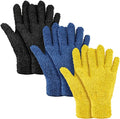 Patelai 3 Pairs Microfiber Plant Dusting Gloves Leaf Cleaning Gloves for Indoor Plants, Blinds, Furniture, House(Medium,Black, Navy, Yellow)