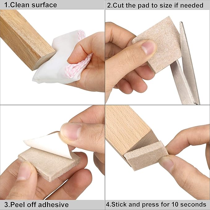 Felt Furniture Pads-136 Pieces Felt Pads for Furniture Beige 5mm Thick, Floor Savers for Furniture Anti Scratch, Best Floor Protectors with Case for Hardwood Floors