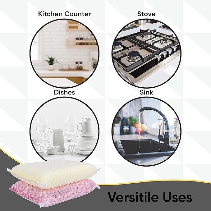 Superio Nylon Cleaning Pad, Dish Scrubbers, Multi Surface Scratch- Free Scour Sponge for Stainless Steel, Copper cookware, China, Dishes and plasticware (2)