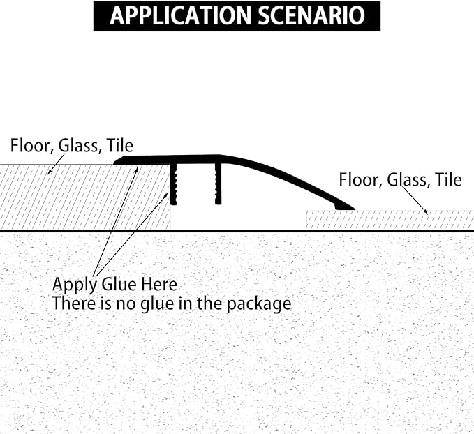 Gaahing Aluminum Floor Transition Threshold Strip, Bridge The Height Gap Between 0.2 to 0.5 inches for Doorway Ramp Tiles Laminate Planks (35.4in x 1.7in, Matte Black)