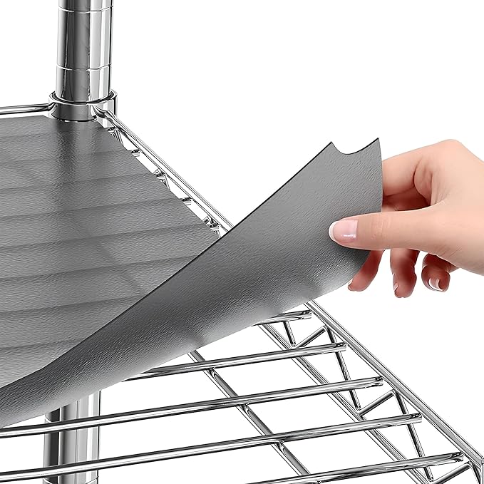 Shelf Liners for Wire Shelf System: Set of 5 in Graphite: 12 x 22 inch: Plastic Wire Shelving Shelf Mats