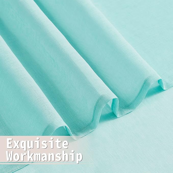 Tollpiz Sheer Curtains Closet Linen Textured Curtain Sheers Doorway Light Filtering Voile Patio Glass Door Rod Pocket Curtains French Door, 54 x 80 inches Long, Crystal Blue, Set of 1 Panel