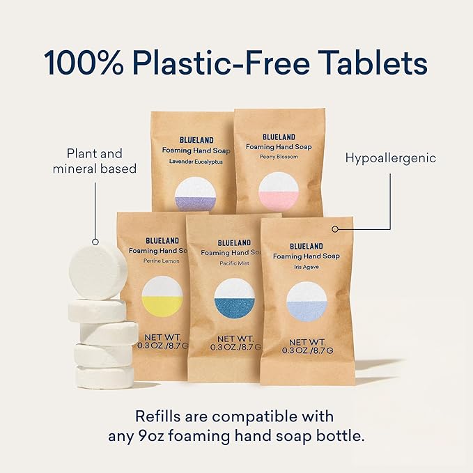 BLUELAND Foaming Hand Soap Refill Tablets, 20-Pack, Variety Pack Scents, Eco Friendly Cleaning Products, 20 x 9 Fl oz