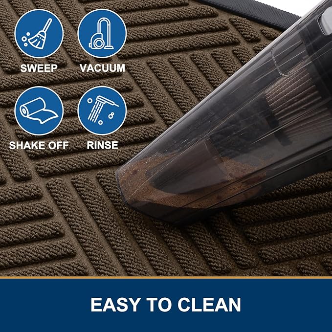 Smiry Front Door Mat Outside Entrance, Heavy Duty Outdoor Indoor Mat, Natural Rubber Doormat, Non Slip, Trap Dirt and Moisture, Easy Clean, Low Profile Patio Porch Entryway Mat, 29.5x17, Mix Brown