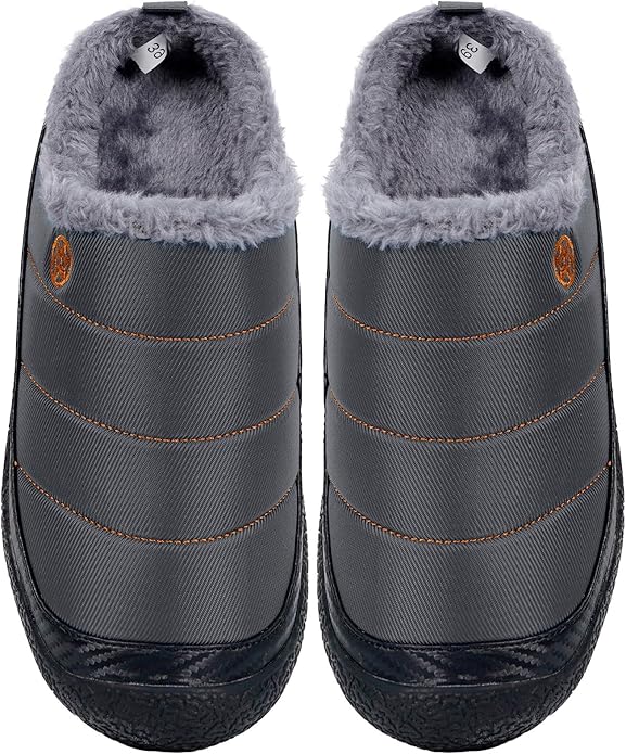 Womens Mens House Slippers Slip on Snow Winter Warm Fully Fur Lined Slippers Indoor Outdoor Shoes
