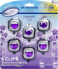 Air Jungles Lavender Scent Car Air Freshener Clip, 6 Vent Clips, 4ml Each, Long Lasting Air Freshener, Up to 180 Days Car Refresher Odor Eliminator