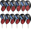 FINGER TEN Premium Synthetic Leather Stylish Iron & Wedge Golf Head Covers Value 12 Piece Set, Embroidered Labels & Fits Most Clubs Gift Set, Travel Protection Accessories