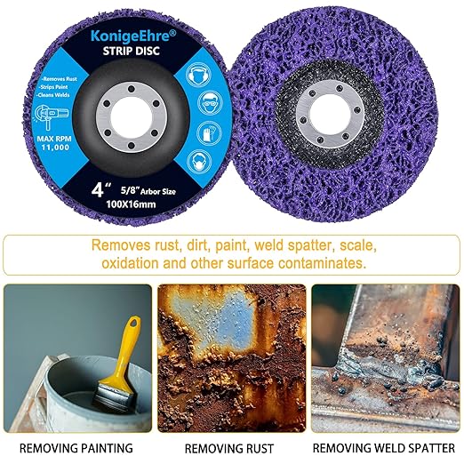 6 Pack 4" x 5/8" Strip Discs Stripping Wheel Fit Angle Grinder Clean and Remove Paint Coating Rust Welds Oxidation