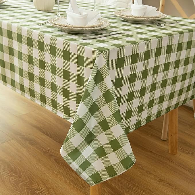 Classic Gingham Tablecloth Fabric - Oblong 58x120 Water Resistant Chequered Pattern Table Cloth for Indoor/Outdoor Use - Tabletop Cover for Birthday, Picnics, Gardens, and Parties