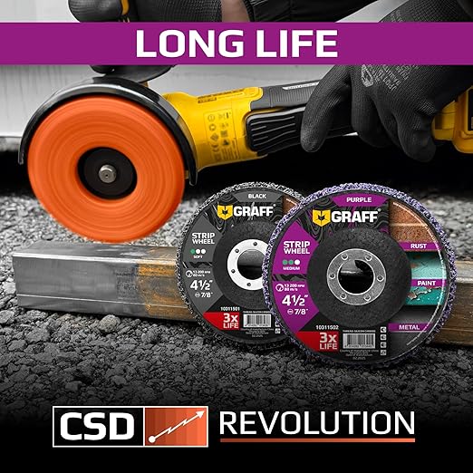 4.5 Inch Paint Stripping Disc - Rust Remover Wheel, Abrasive Discs Rust, Oxidation, Paint Remover Stripper Discs - Medium Strip Discs 4 1/2 for Angle Grinder GRAFF 10 Packs (7/8" Arbor)
