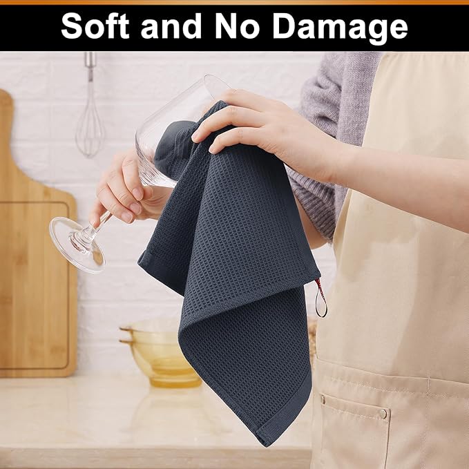 Homaxy 100% Cotton Waffle Weave Dish Cloths - 12 Pack Soft and Absorbent Dish Towels - 12 x 12 Inches Quick Dry Dish Rags - Multiple Colour