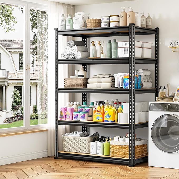 5-Tier Storage Shelves, 1980LBS Adjustable Pantry Shelves, Metal Shelving Unit for Kitchen, Pantry, Closet, Laundry, Garage, 72.06" H x 35.55" W x 15.76" D