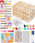 Cheer Pins for Backpack Cheer Stuff Kit 70 Clothes Pins with Mini Resin Ducks Mini Bows Letter Beads Team Cheerleaders Gifts Bulk Pin Me Ribbon for Bag Decorations Spirit Clips Competition Accessories