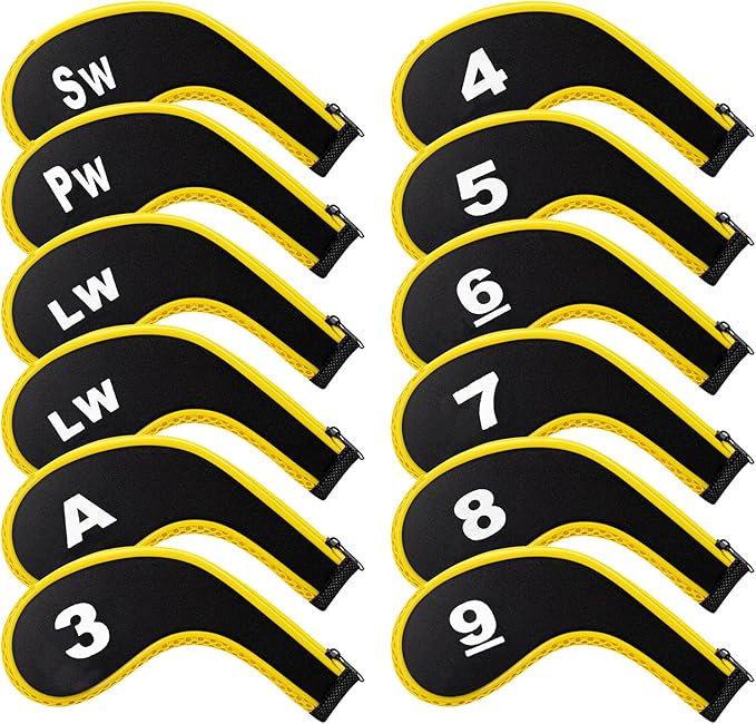 Golf 12pcs Thick Synthetic Golf Iron Head Covers Set Headcover Fit All Brands Callaway Ping Taylormade Cobra Etc. Also Custom Name
