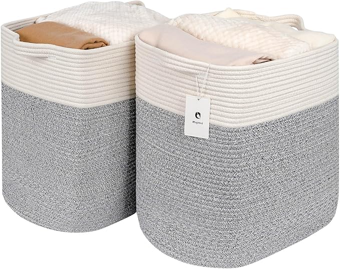 Hamper Toy Storage Collapsible Laundry Bin, Medium Fabric Organizer, 2pack - Silver Gray