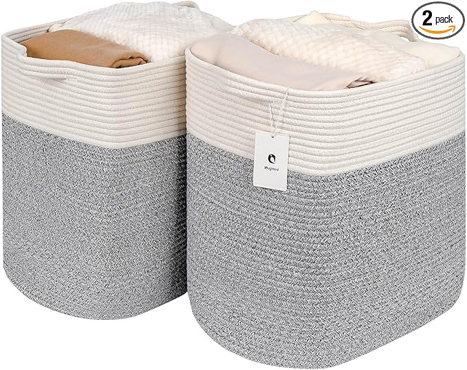 Hamper Toy Storage Collapsible Laundry Bin, Medium Fabric Organizer, 2pack - Silver Gray
