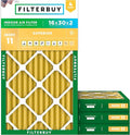 Filterbuy 16x30x2 Air Filter MERV 11 (MPR 1200) Allergen Defense Replacement (4-Pack), Electrostatic Pleated HVAC AC Furnace Filters, Made in USA (Actual Size: 15.69 x 29.69 x 1.75)