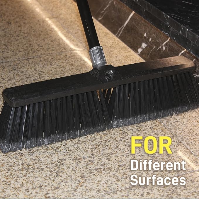 Push Broom Head Outdoor Large Stiff Bristle - Excellent Cleaning Performance- Easy Installation (18 inches)