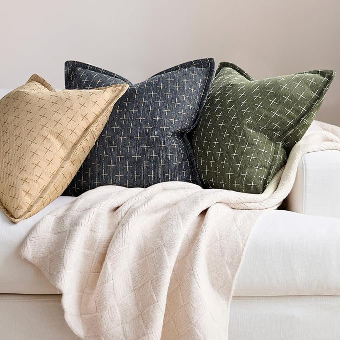 ZWJD 12x20 Pillow Covers Set of 2 Soft Polyester Textured Pillow Covers with Stylish Flange Edge Cozy Farmhouse Throw Pillows for Couch Bed Sofa Living Room