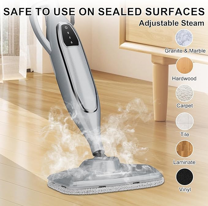 Steam Mop, 11-in-1 Powerful Steam Cleaner for Home with 11.8 OZ Water Tank & 23FT Power Cord, Handheld Detachable Steam Mops for Floor Cleaning MultiPurpose Steamer for Hardwood, Tile, Furniture