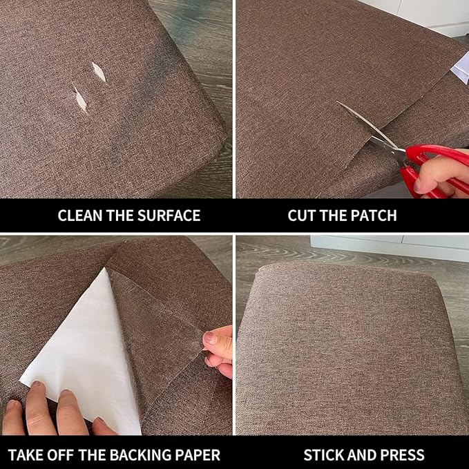 Fabric Repair Patches, Linen Repair Tape Self-Adhesive Fabric Patches Durable, DIY Large Linen Tape for Sofa, Couches, Furniture, Chair, Clothing （3.5X79 Inch, Beige）