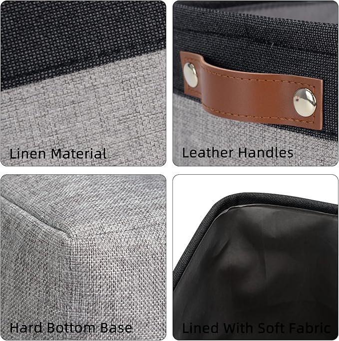 DULLEMELO Cube Basket for Storage, Collapsible Fabric Cube for Organizing, Storage Cube for Closet, Laundry, Nursery, Shelves, Decorative Basket for Gifts Empty (Black&Gray)