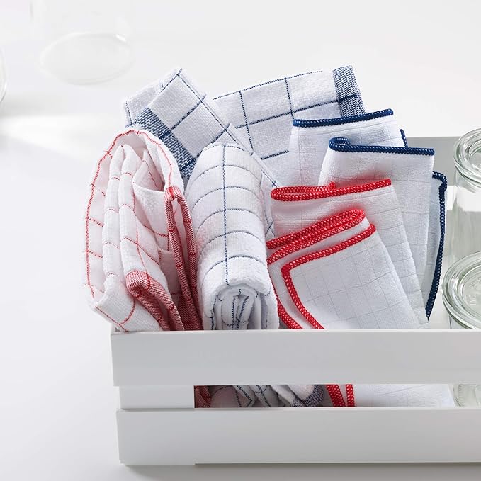 E-Cloth Wash & Wipe Dish Cloth, Microfiber Cleaning Cloth Reusable Paper Towel Alternative Cloths, Dish Towels for Drying Dishes, Glassware, Cookware and Countertops, 100 Wash Guarantee, 2 Count