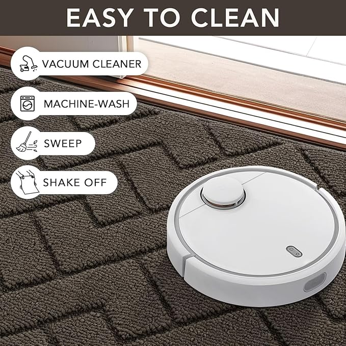 hicorfe Front Door Mat Outside Entrance,24"x35" Absorbent Muddy Dirt Resist Welcome Door Mats Outdoor Indoor,Stain and Fade Resistant,Non Slip Backing Entry Mat Doormat for Entryway (Latte)
