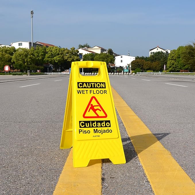 Wet Floor Sign 3 Pack - Caution Wet Floor Signs Commercial for Safety Precautions | Visible Yellow Warning Sign for Slippery Surfaces