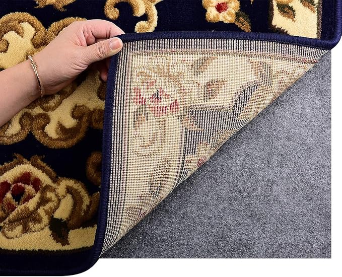 Double Sided Ultra Strong Anti-Slip Rug Felt Pad 3 x 5 Feet for Hardwood Floors, Non Slip Carpet Padding, Thin Profile Non Skid Carpet Mat Keep Your Rugs in Place- Gray