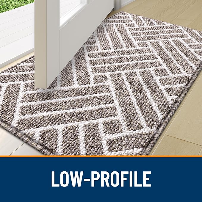 OLANLY Indoor Door Mat, 32x20 Inch, Dirt Resistant and Absorbent, Non-Slip Rubber Backing Floor Mats, Easy Clean Low-Profile Doormat for Entryway, Front Door, and Inside Entrance, Khaki